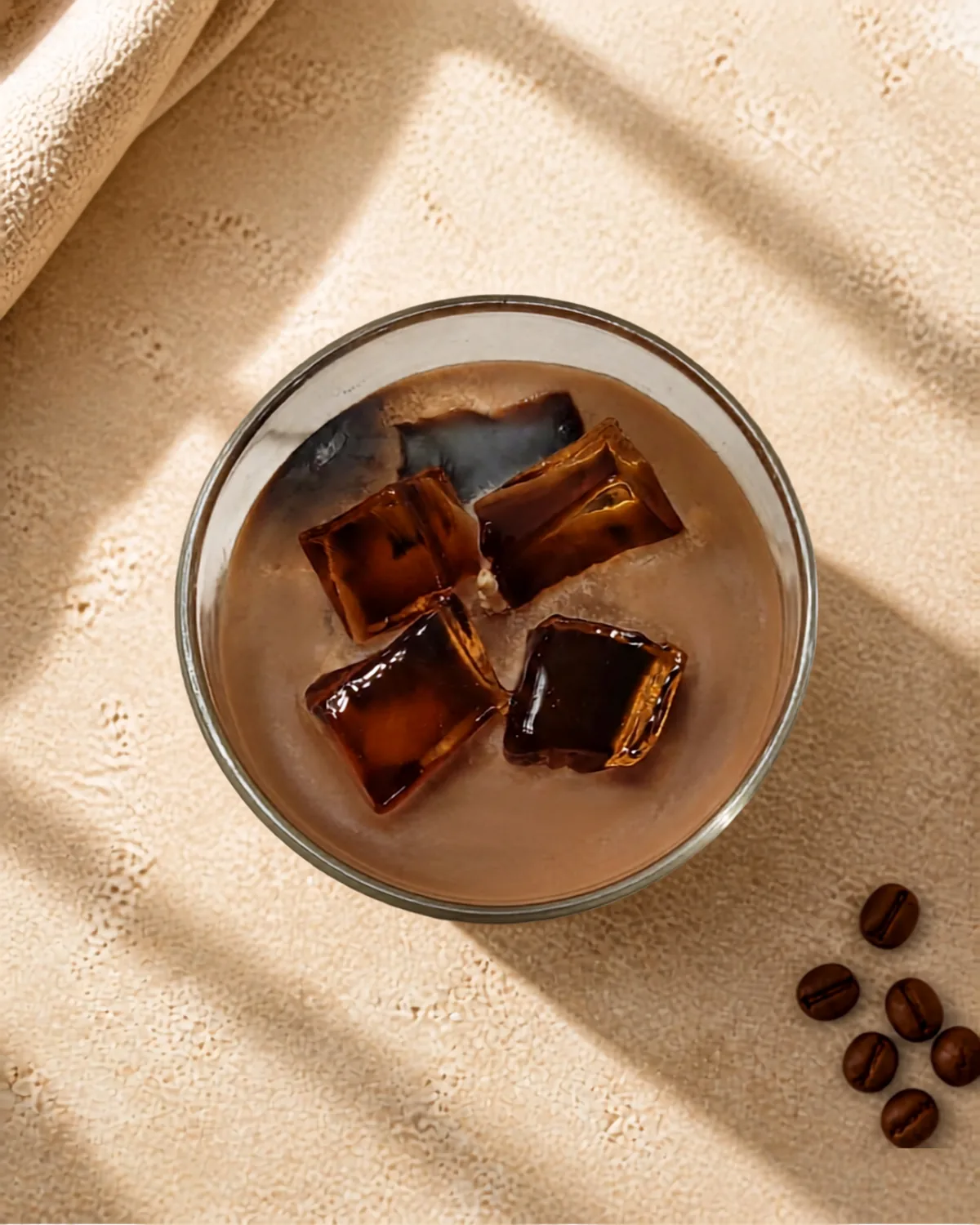 Top view of realistic wax ice cubes on the Iced Coffee Latte candle
